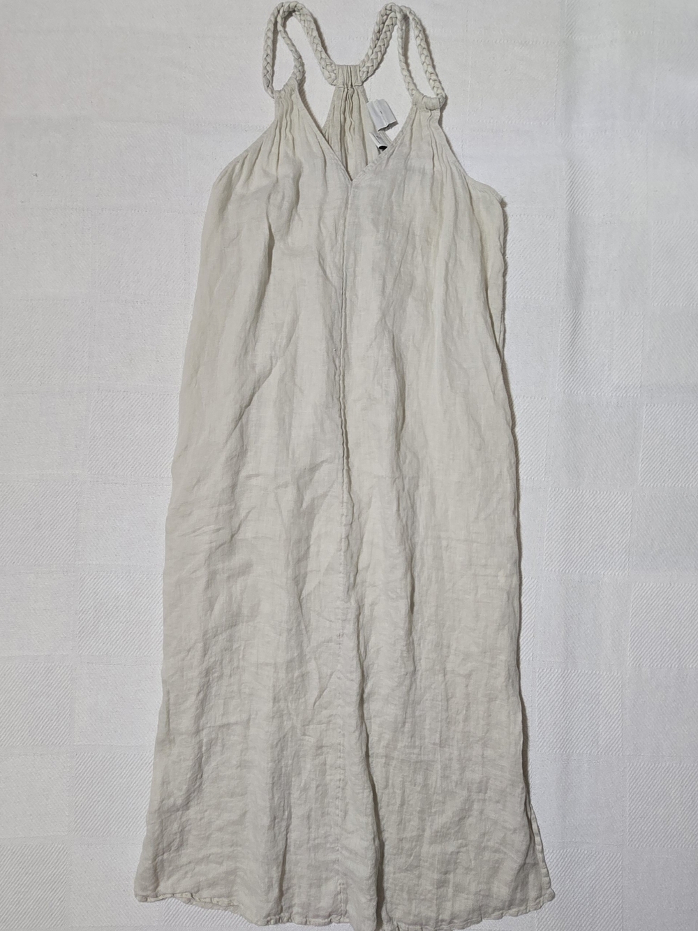 Linen Braided-Strap Maxi Dress In Cream/beige